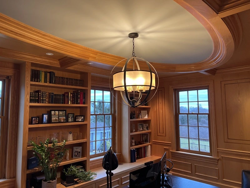 Pella Architect double hungs with a stained interior